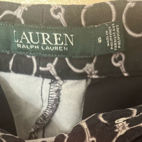 Lauren Ralph Lauren Navy with Gray Circle Link Design Flat Front Pants Sz 6 - Picture 2 of 5